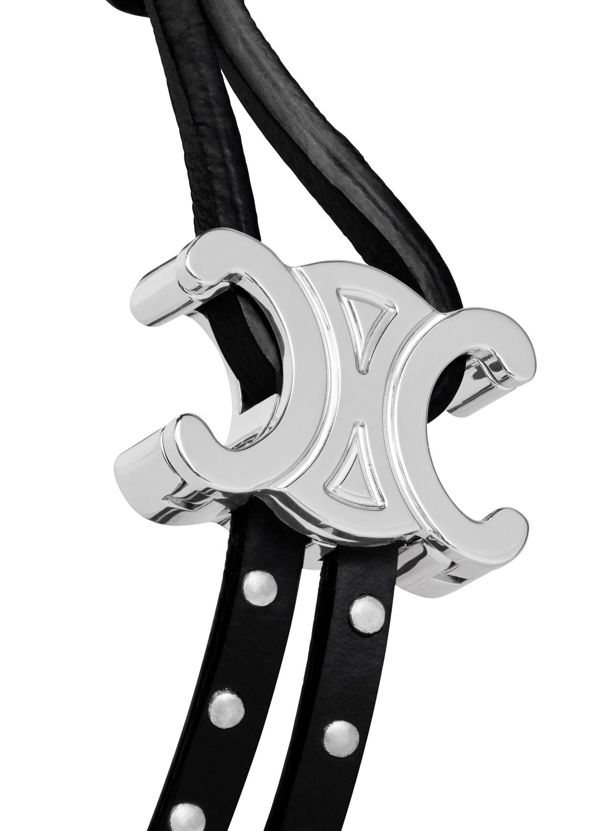 Celine Triomphe Stud Clasp Bracelet In Brass With Rhodium Finish