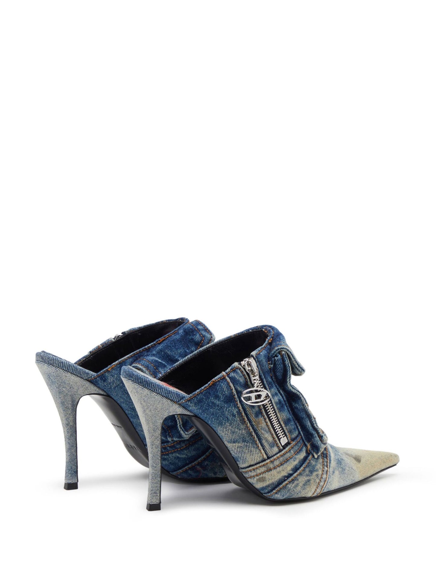 Diesel D-Venus Pocket Mules in Washed Denim
