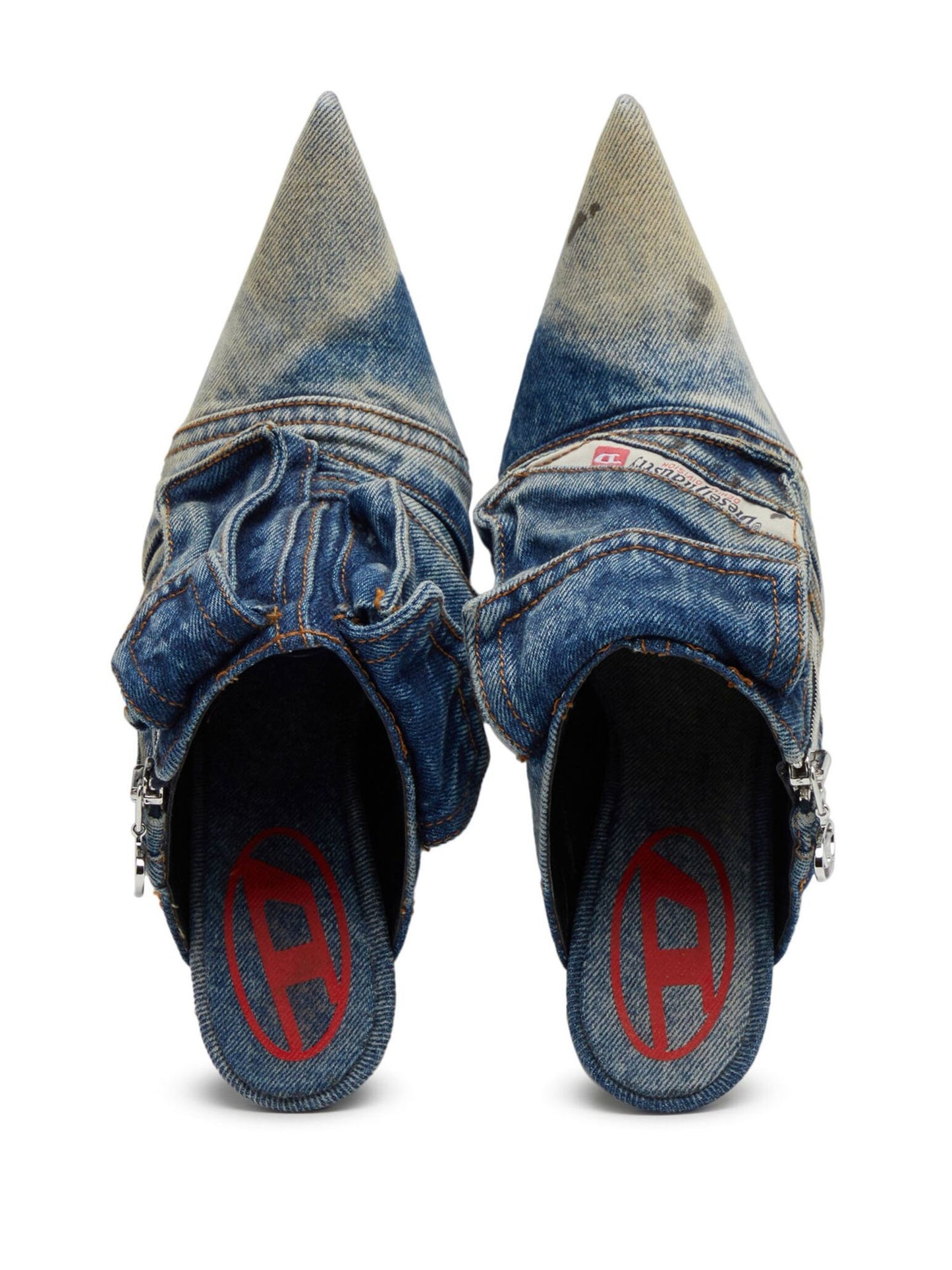 Diesel D-Venus Pocket Mules in Washed Denim