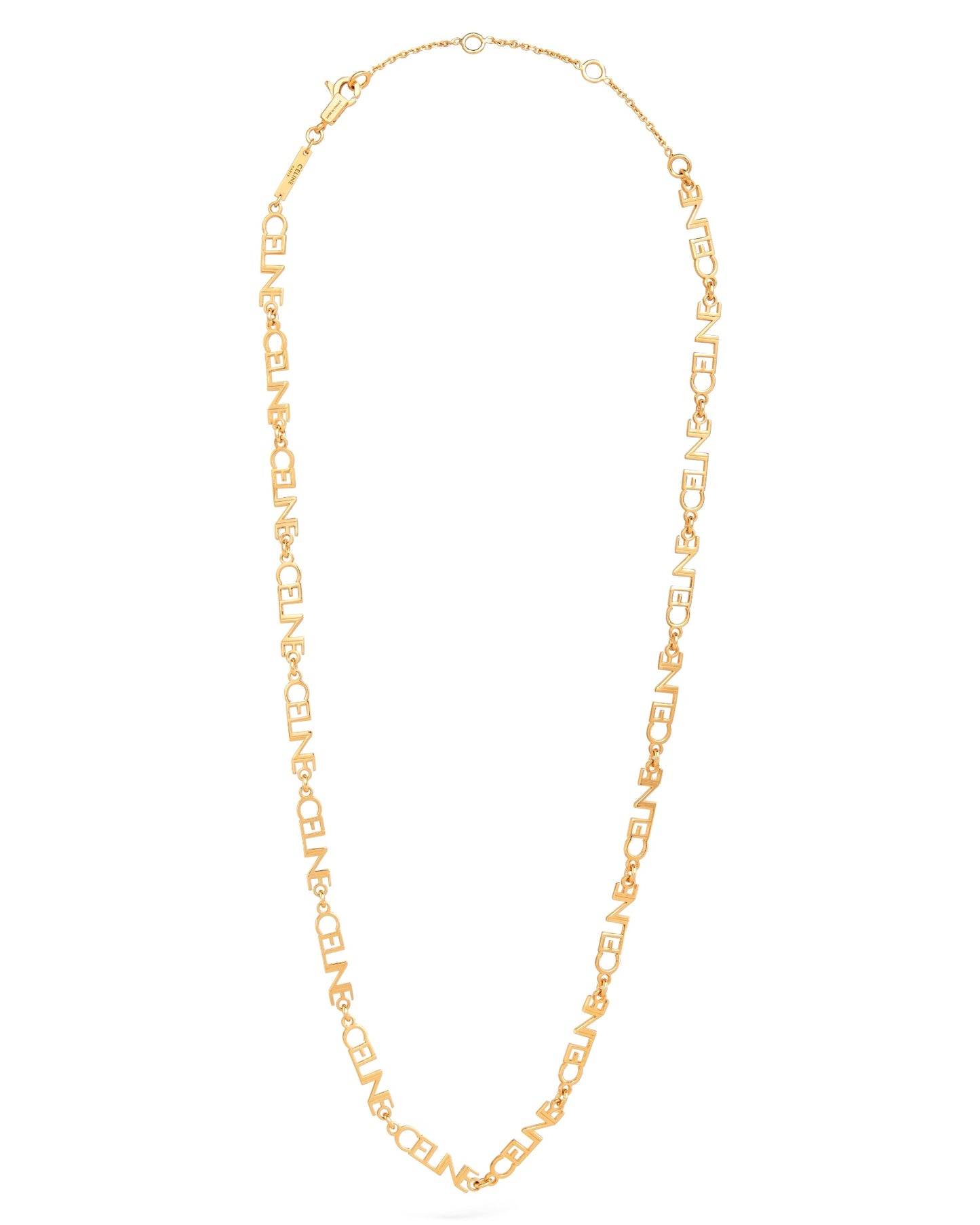 Celine Multi Logo Necklace in Brass with Gold Finish