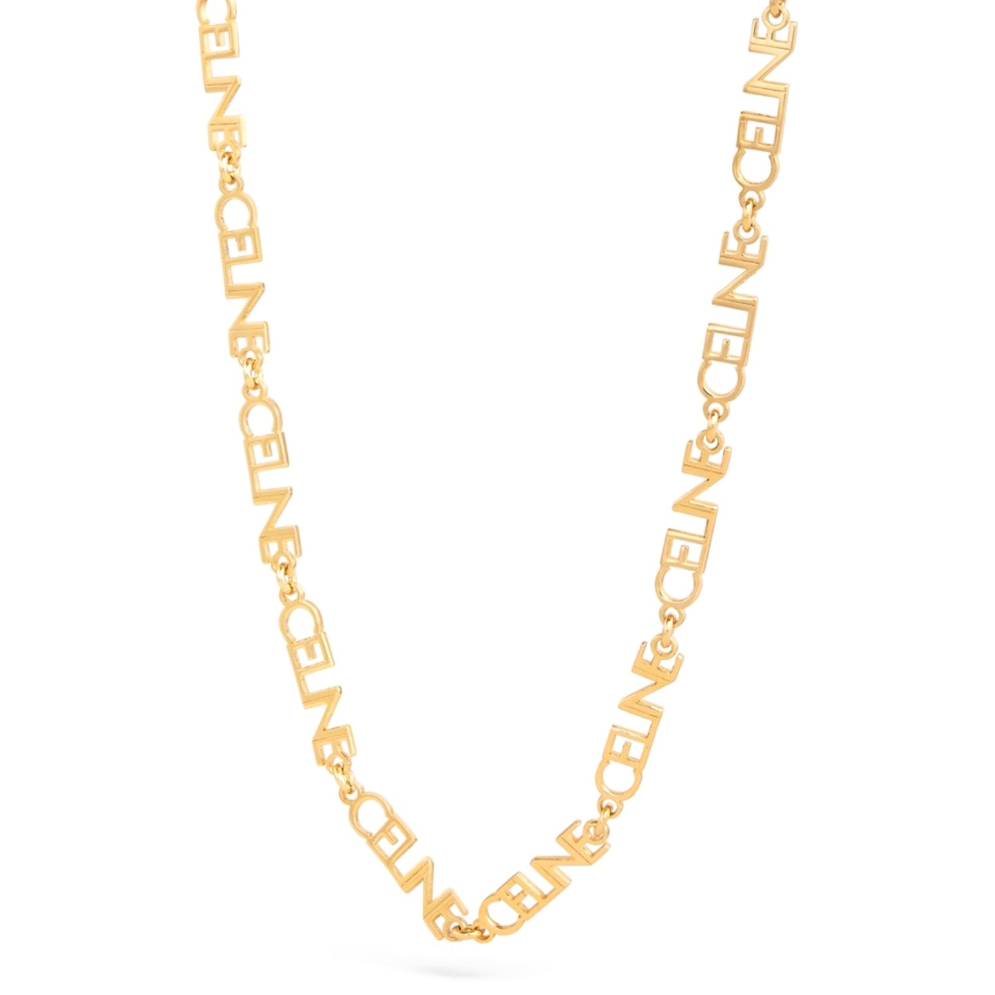Celine Multi Logo Necklace in Brass with Gold Finish
