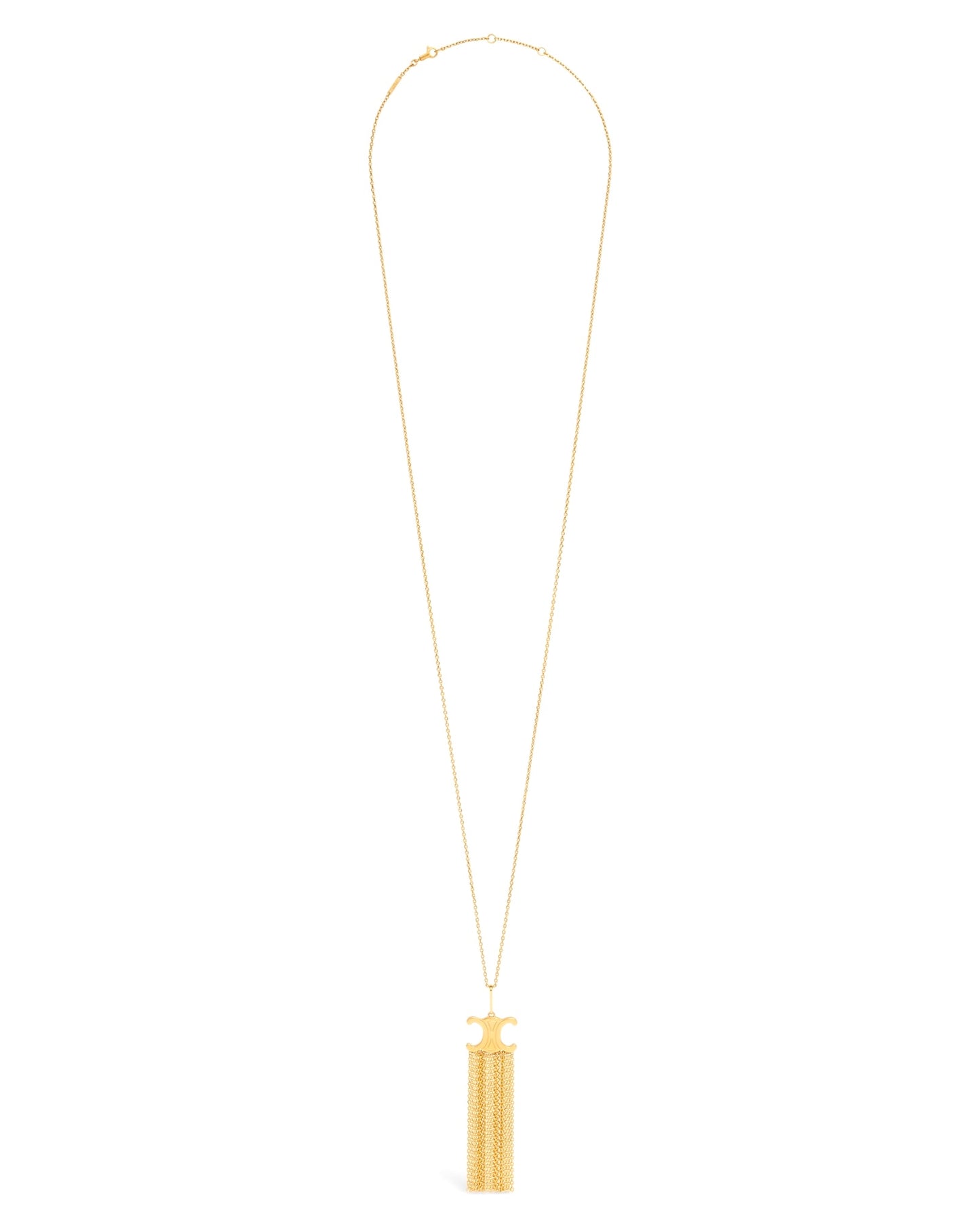 Celine Triomphe Folk Fringe Long Necklace in Brass with Gold Finish