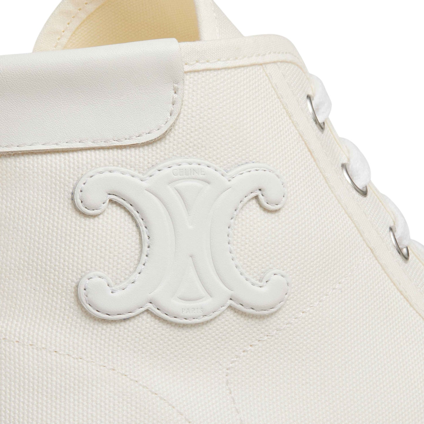 Celine Blank Mid Lace Up Sneaker with Toe Cap in Canvas and Calfskin