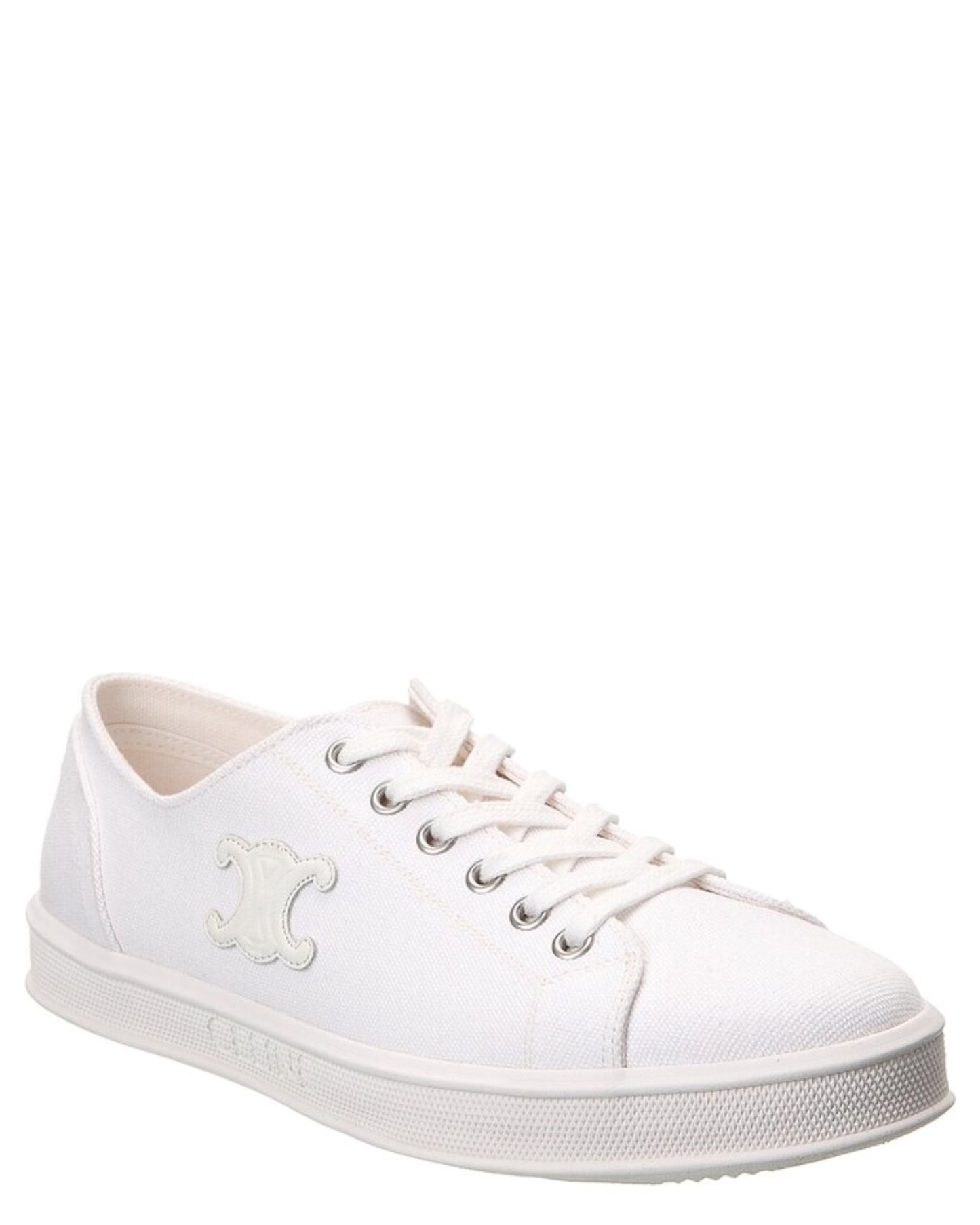 Celine Low Lace-Up Triomphe in Canvas & Calfskin Sneakers