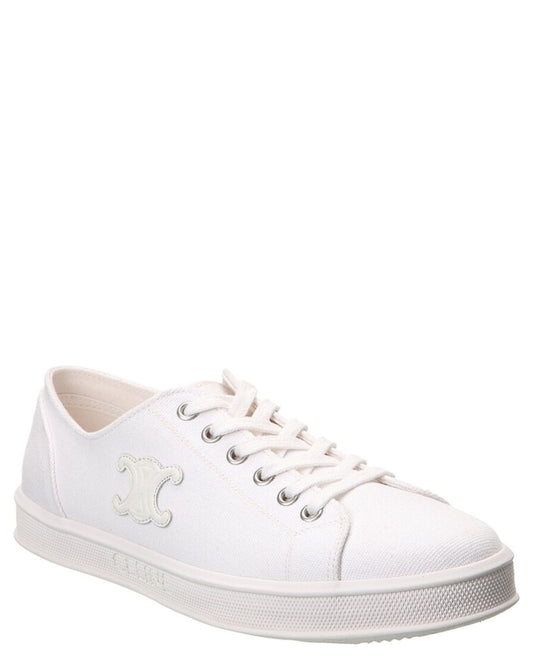 Celine Low Lace-Up Triomphe in Canvas & Calfskin Sneakers