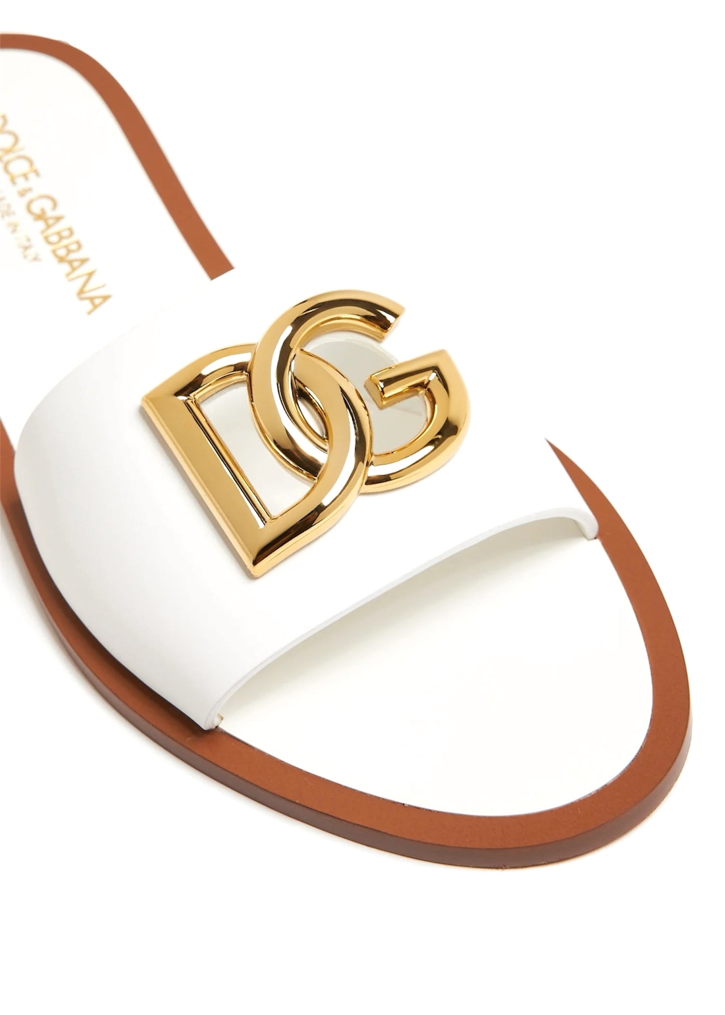 Dolce & Gabbana Calfskin Bianca Sliders with DG Logo