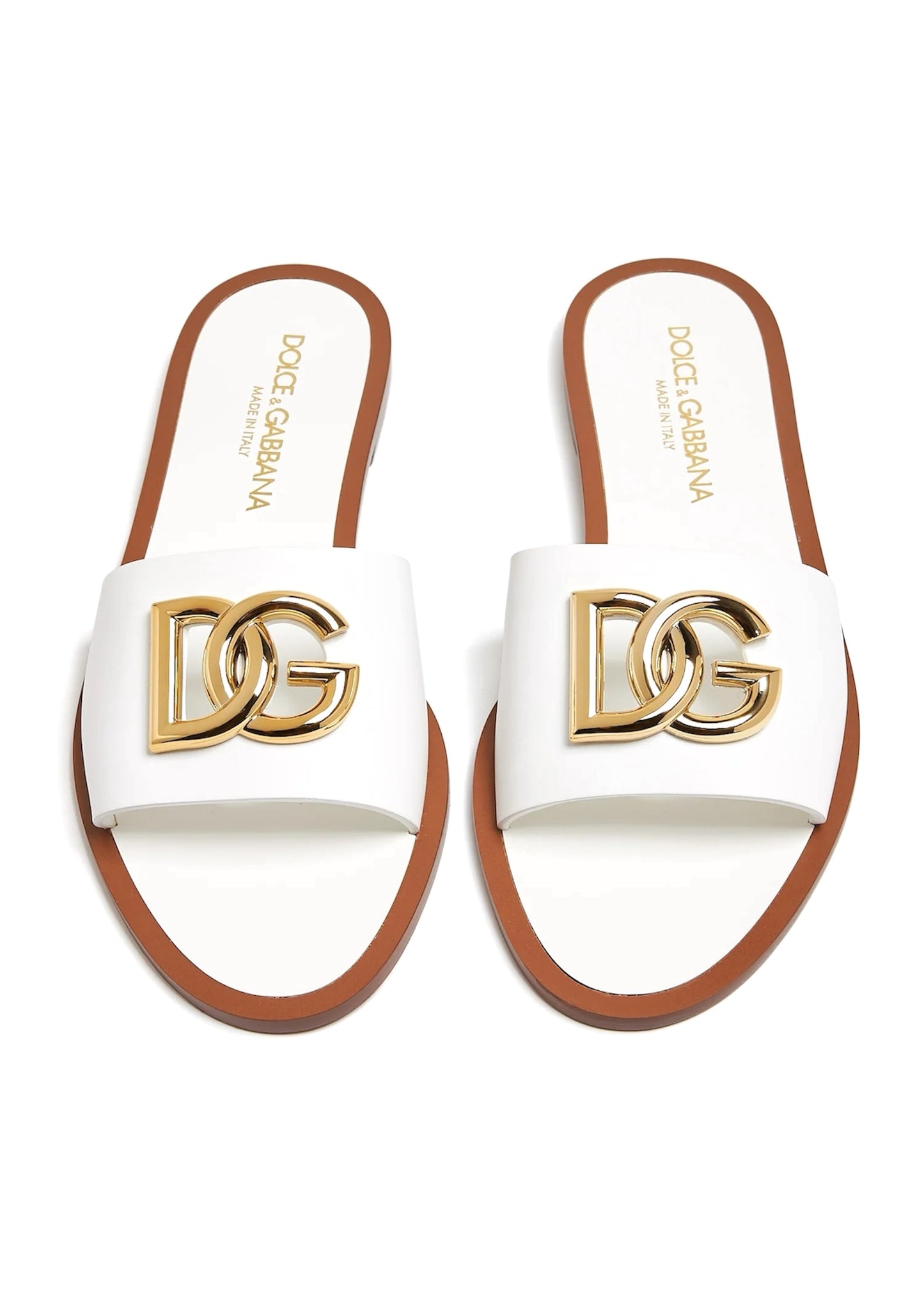 Dolce & Gabbana Calfskin Bianca Sliders with DG Logo