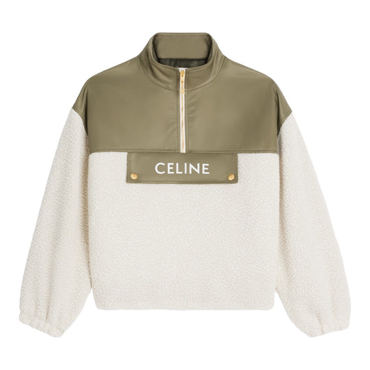 Celine Bi-Material Jacket with Celine Print in Cashmere Shearling (Women's)