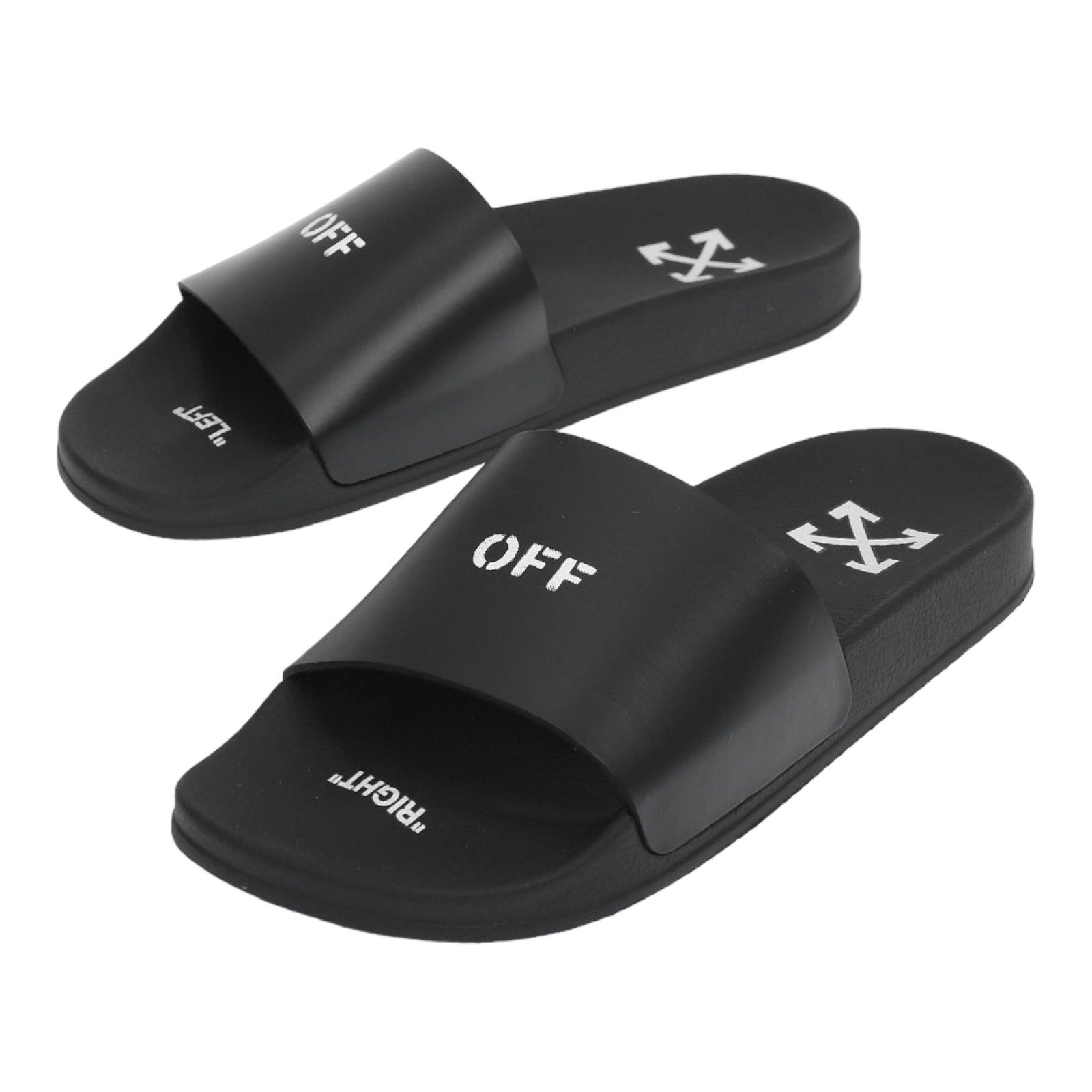 Off white black stamp slides best sale