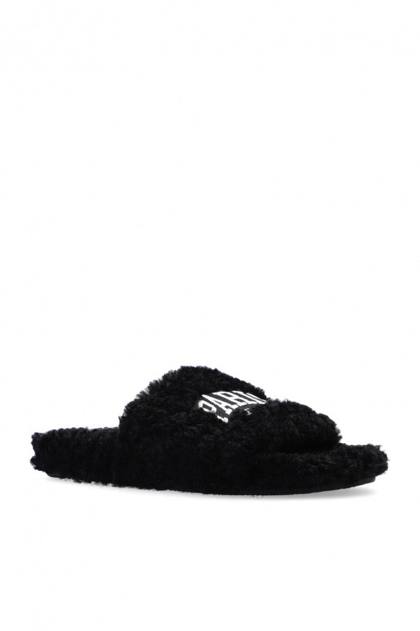 Balenciaga  Furry  Fake Shearling Slide Sandals