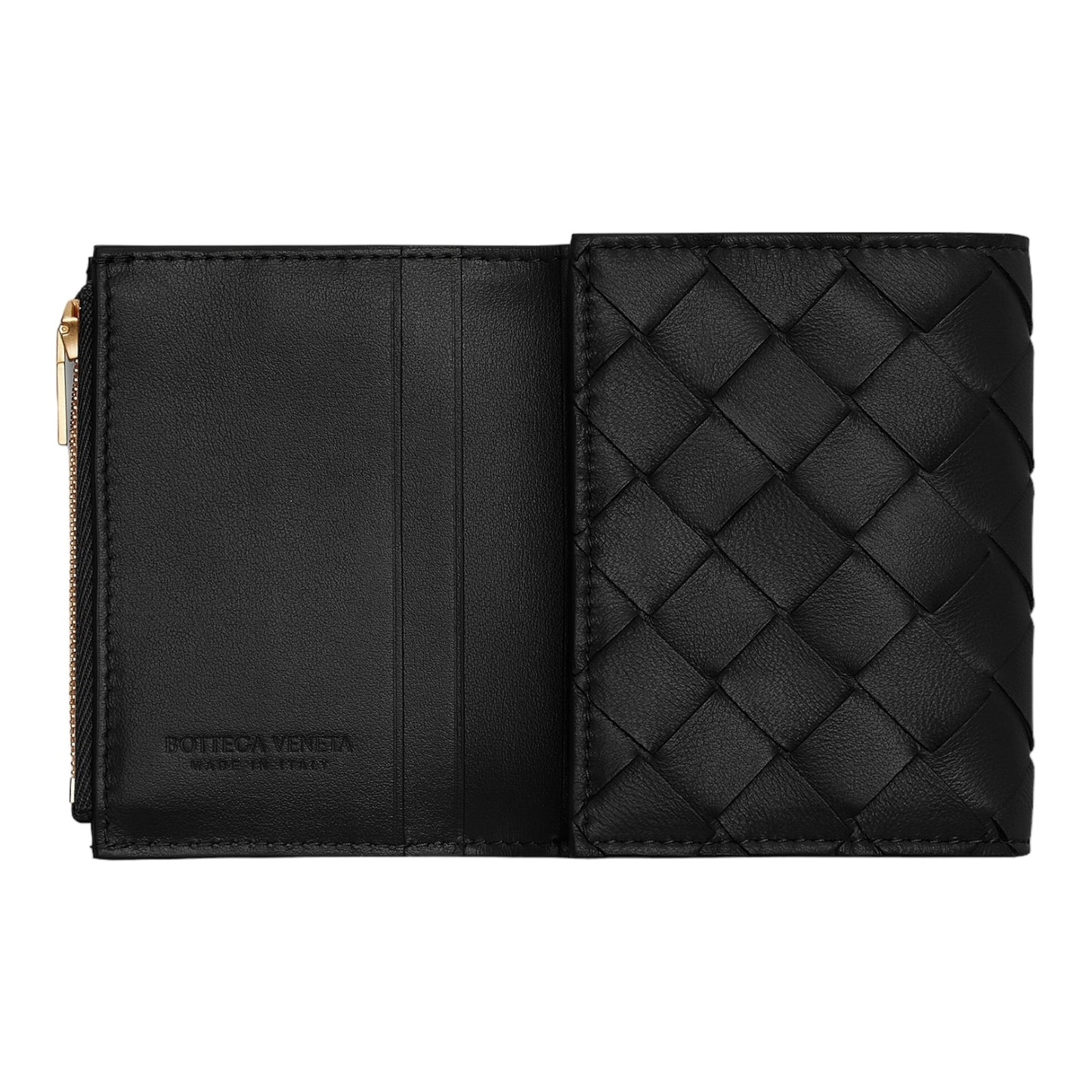 Bottega Veneta Small Intrecciato Tri-Fold Zip Wallet