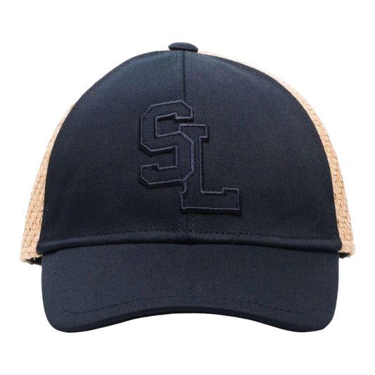 Saint Laurent Cotton Canvas And Raffia Baseball Cap