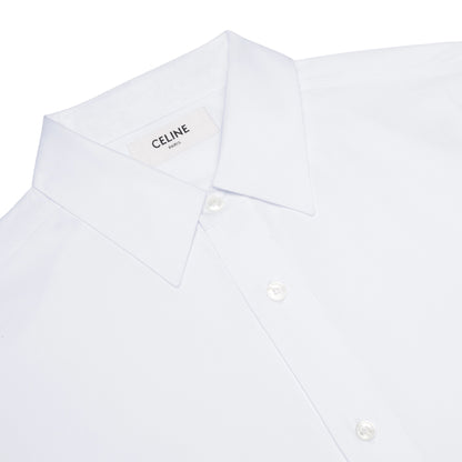 Celine Loose Shirt with Drugstore Collar and Edge-Stitching in Cotton Poplin