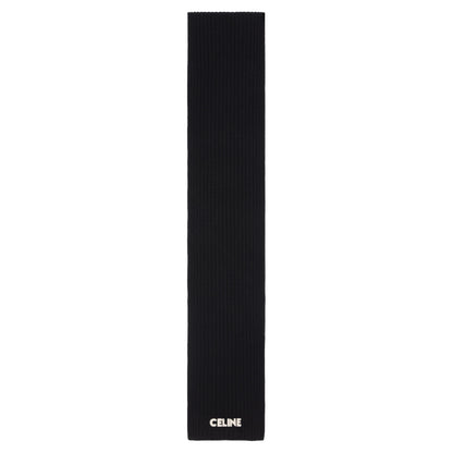 Celine Embroidered Scarf in Ribbed Wool