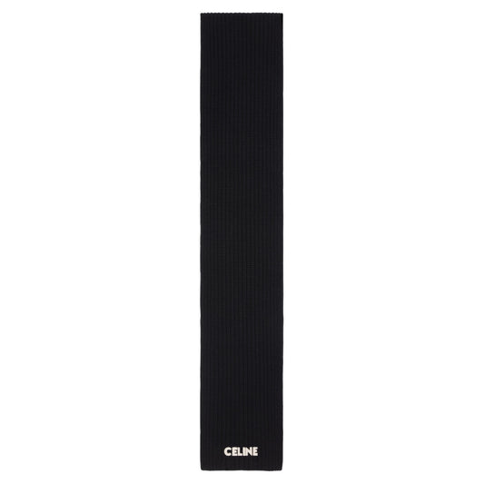 Celine Embroidered Scarf in Ribbed Wool