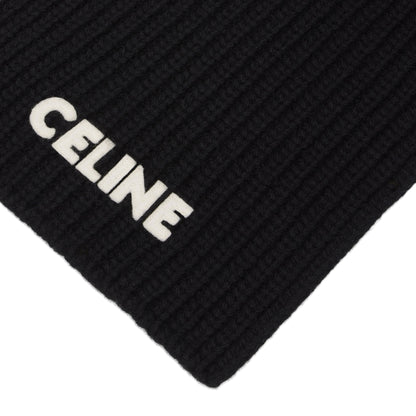 Celine Embroidered Scarf in Ribbed Wool