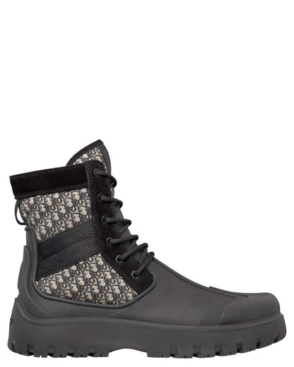 Dior Rubber Jacquard Garden Lace Up Boots