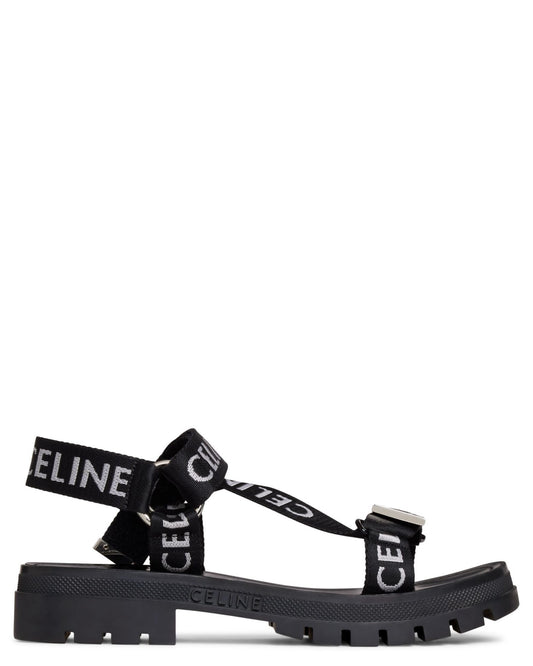 Celine Leo Strappy Sandal with "CELINE" Jacquard