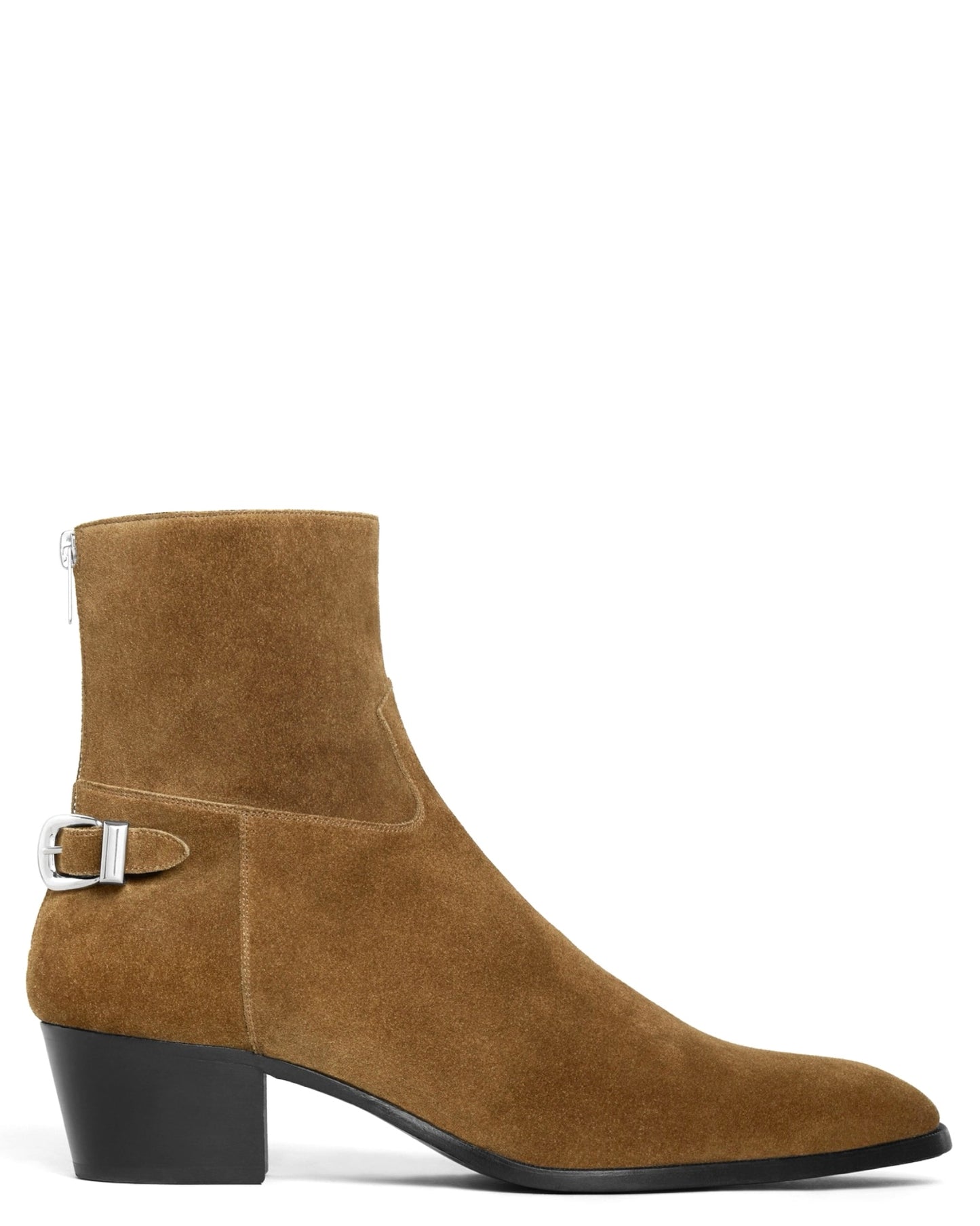 Celine Drugstore Back Buckle Zipped Boot in Suede Calfskin