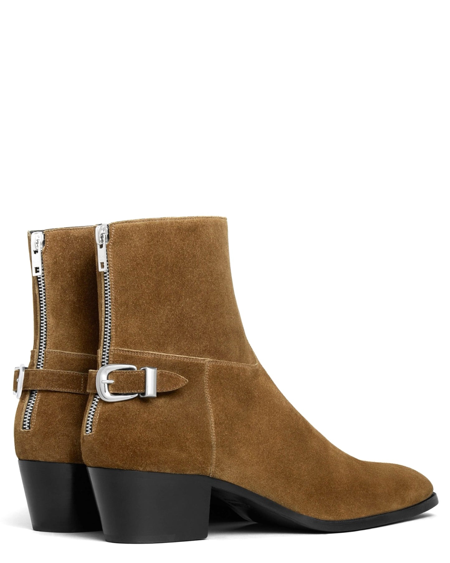 Celine Drugstore Back Buckle Zipped Boot in Suede Calfskin