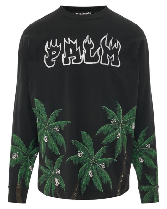 Palm Angels Palms & Skull Over L/S Tee