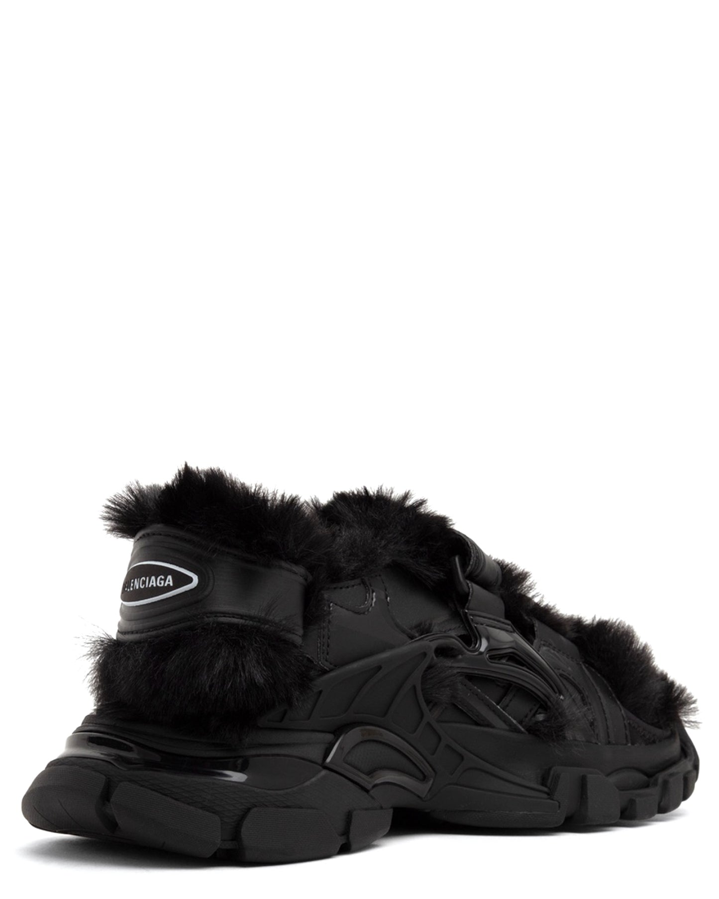 Balenciaga Track Strap Faux Fur Sandals