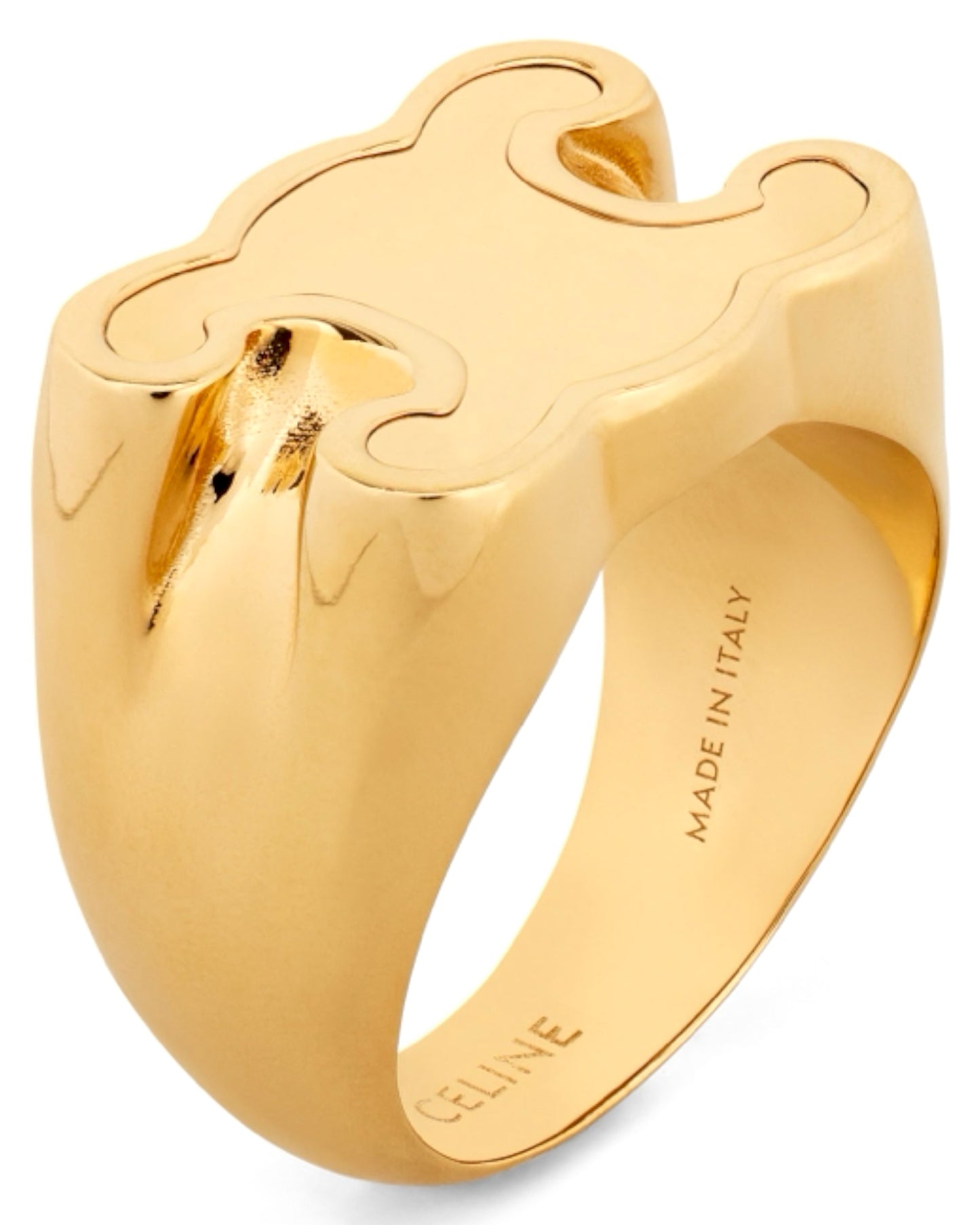 Celine Chevalière Ring in Brass with Gold Finish