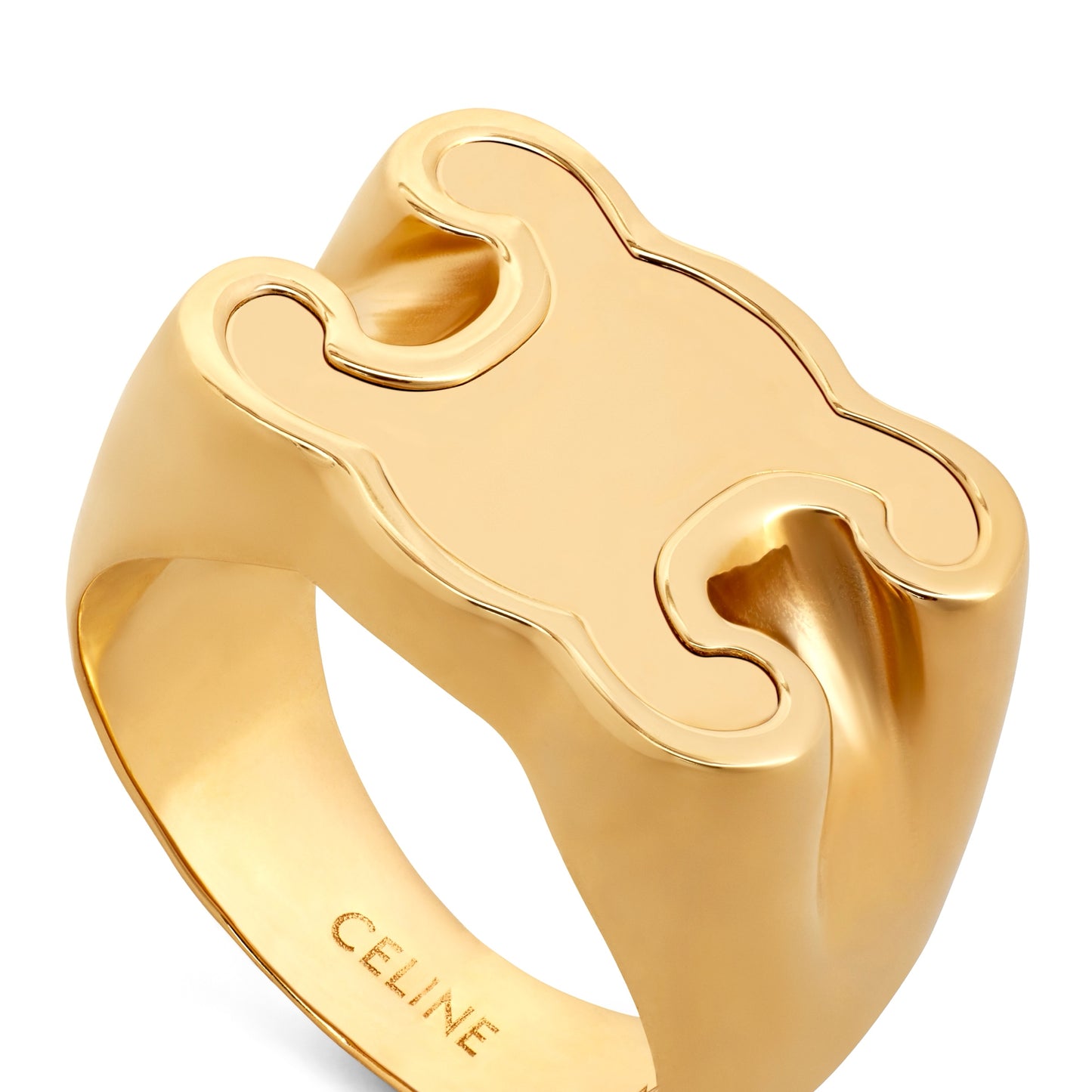 Celine Chevalière Ring in Brass with Gold Finish