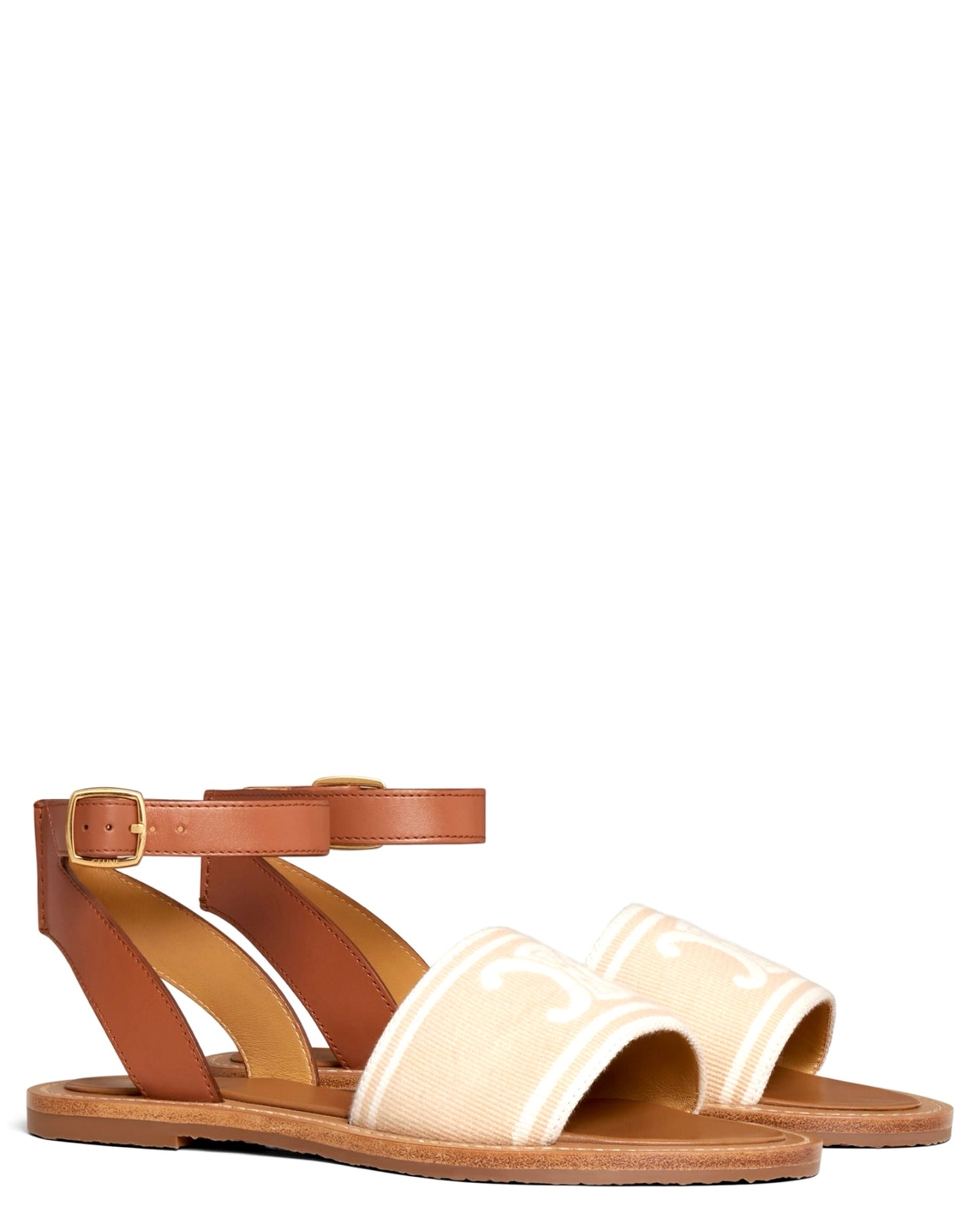 Celine Lympia Sandal in Triomphe Jacquard Canvas & Calfskin