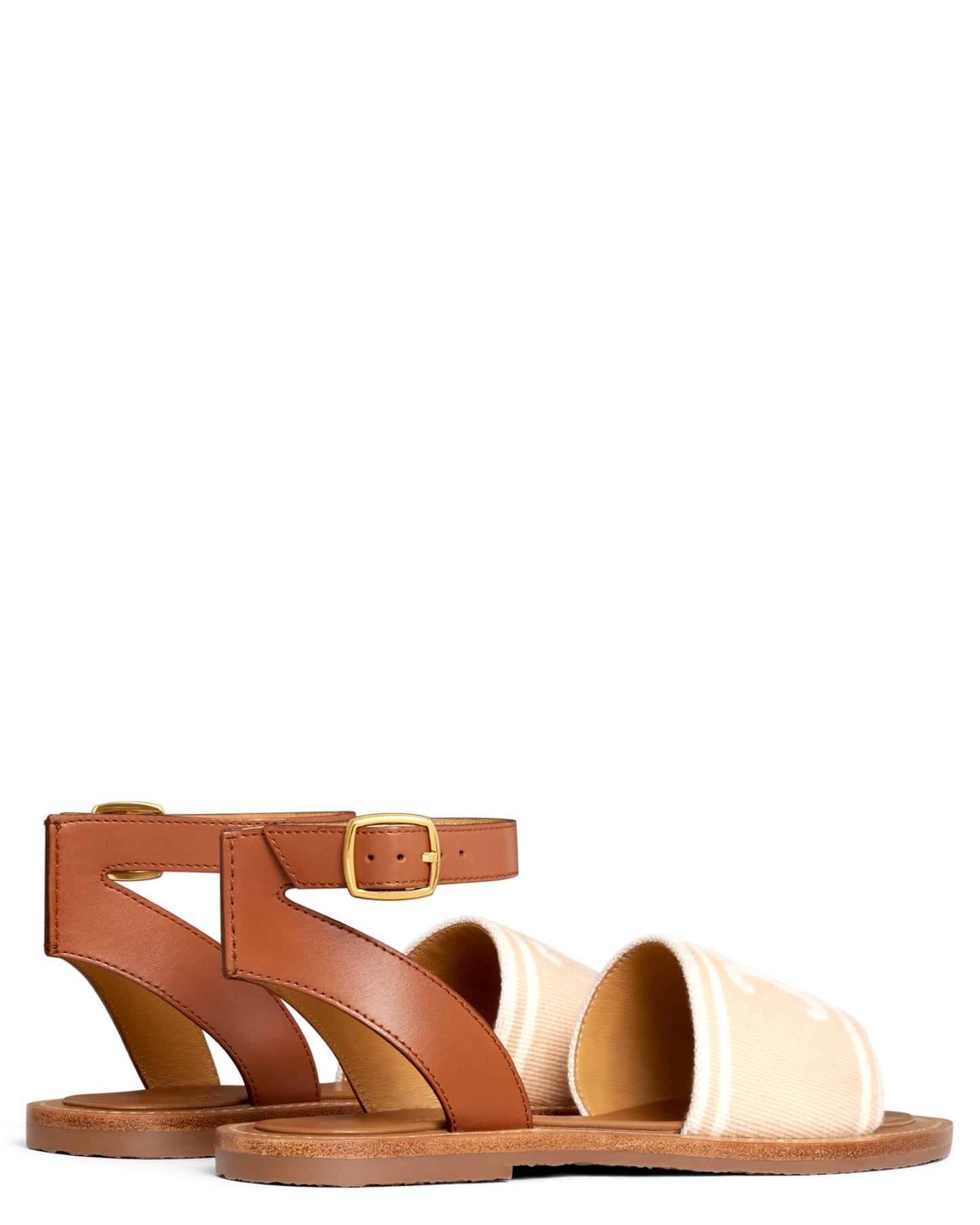 Celine Lympia Sandal in Triomphe Jacquard Canvas & Calfskin