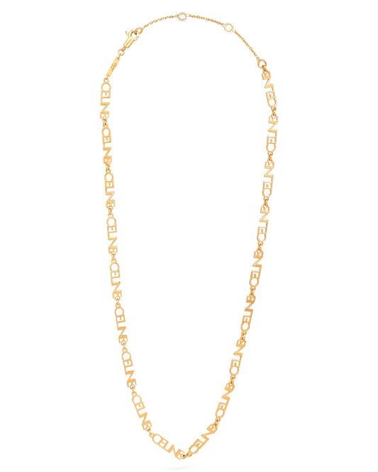 Celine Multi Logo Necklace in Brass with Gold Finish