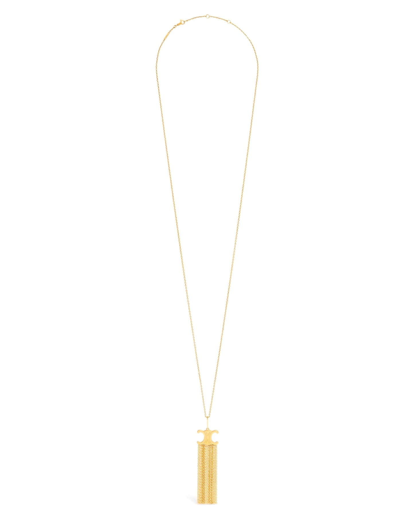 Celine Triomphe Folk Fringe Long Necklace in Brass with Gold Finish