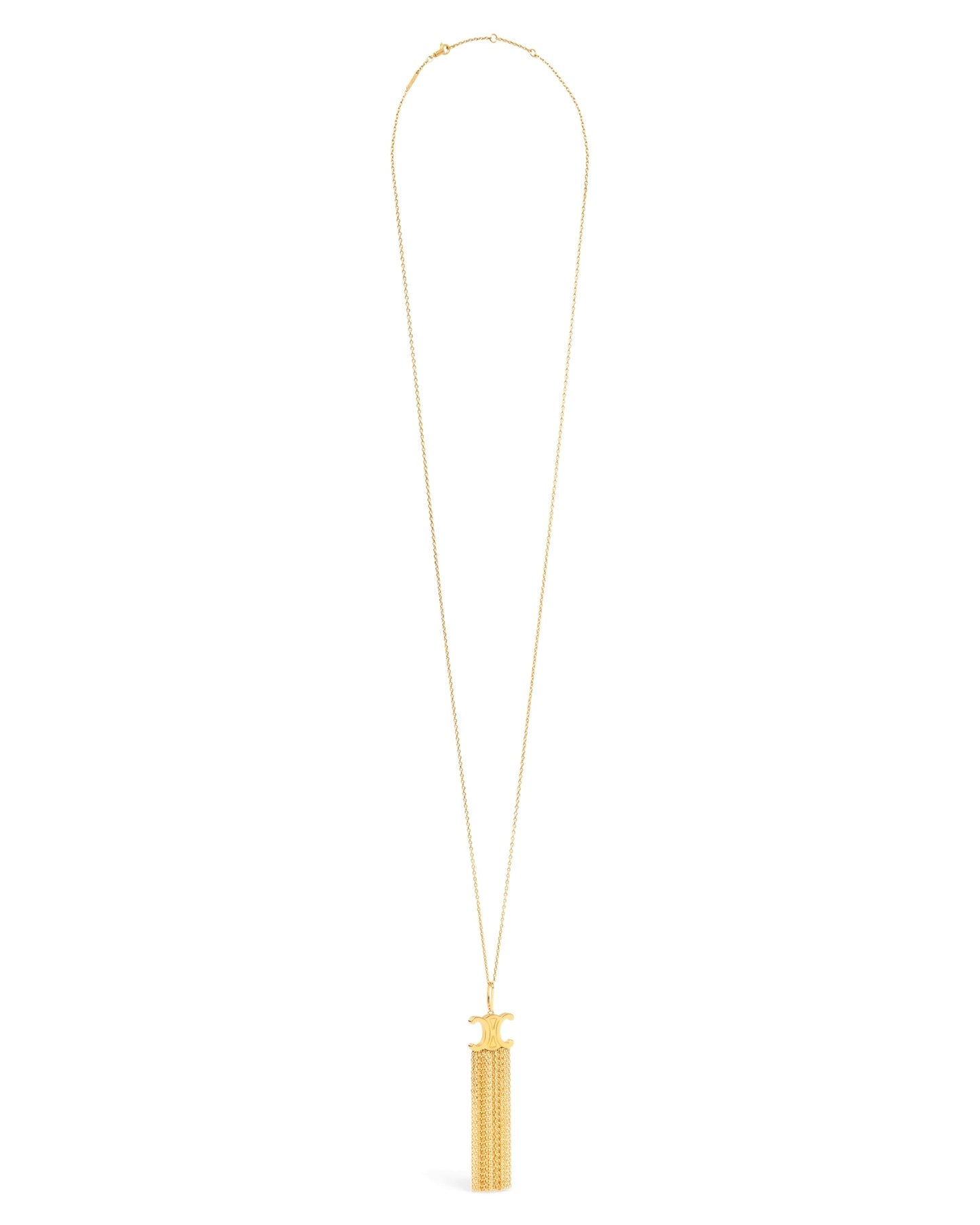 Celine Triomphe Folk Fringe Long Necklace in Brass with Gold Finish