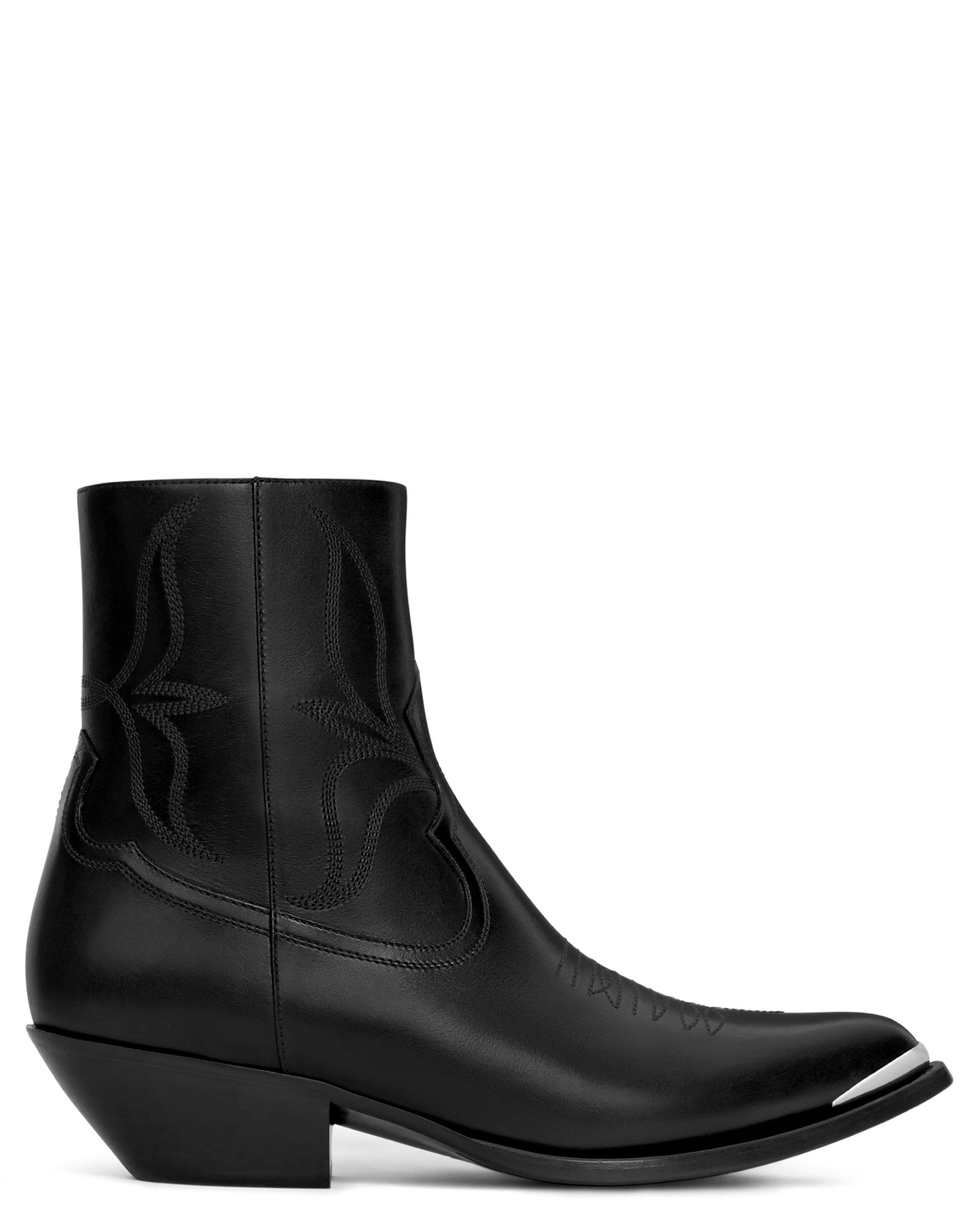 Celine Leon Zipped Boot with Metal Toe in Shiny Calfskin