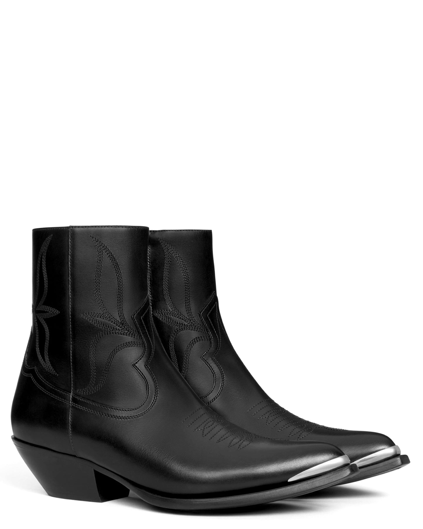 Celine Leon Zipped Boot with Metal Toe in Shiny Calfskin