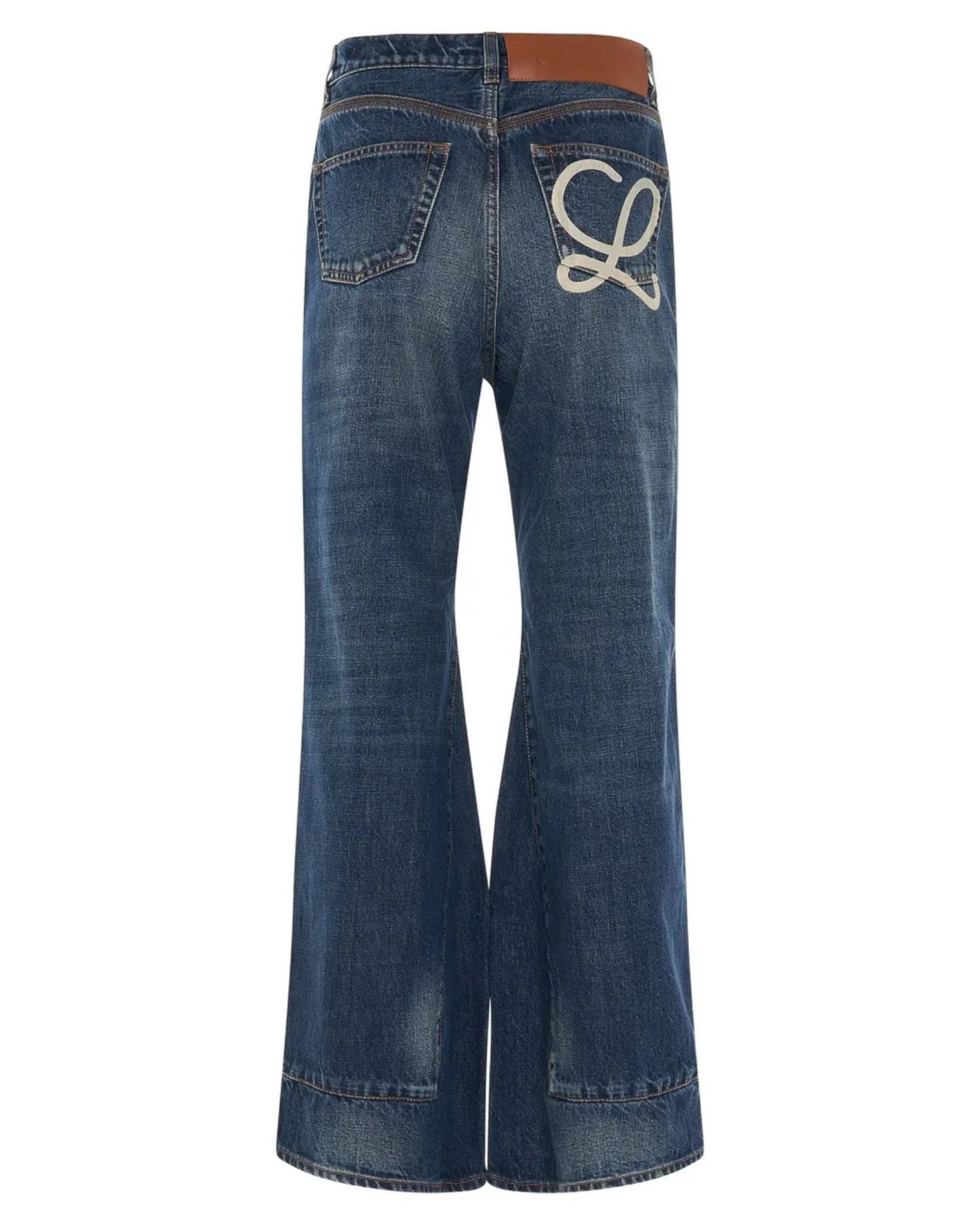 Loewe High-Waisted Wide Leg Jeans with Logo Patch