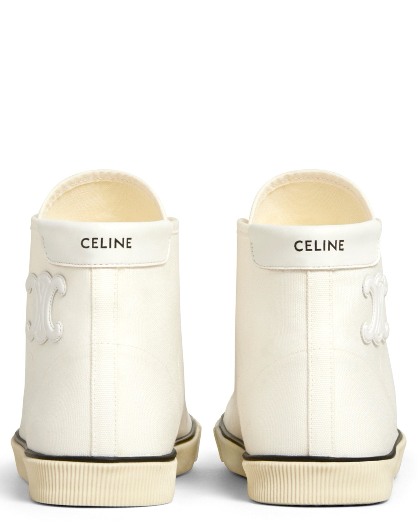 Celine Blank Mid Lace Up Sneaker with Toe Cap in Canvas and Calfskin