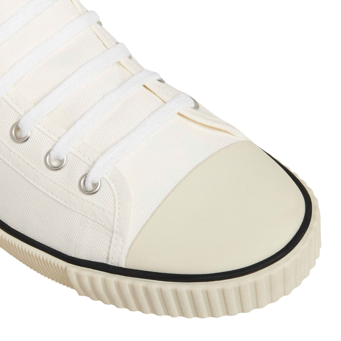 Celine Blank Mid Lace Up Sneaker with Toe Cap in Canvas and Calfskin