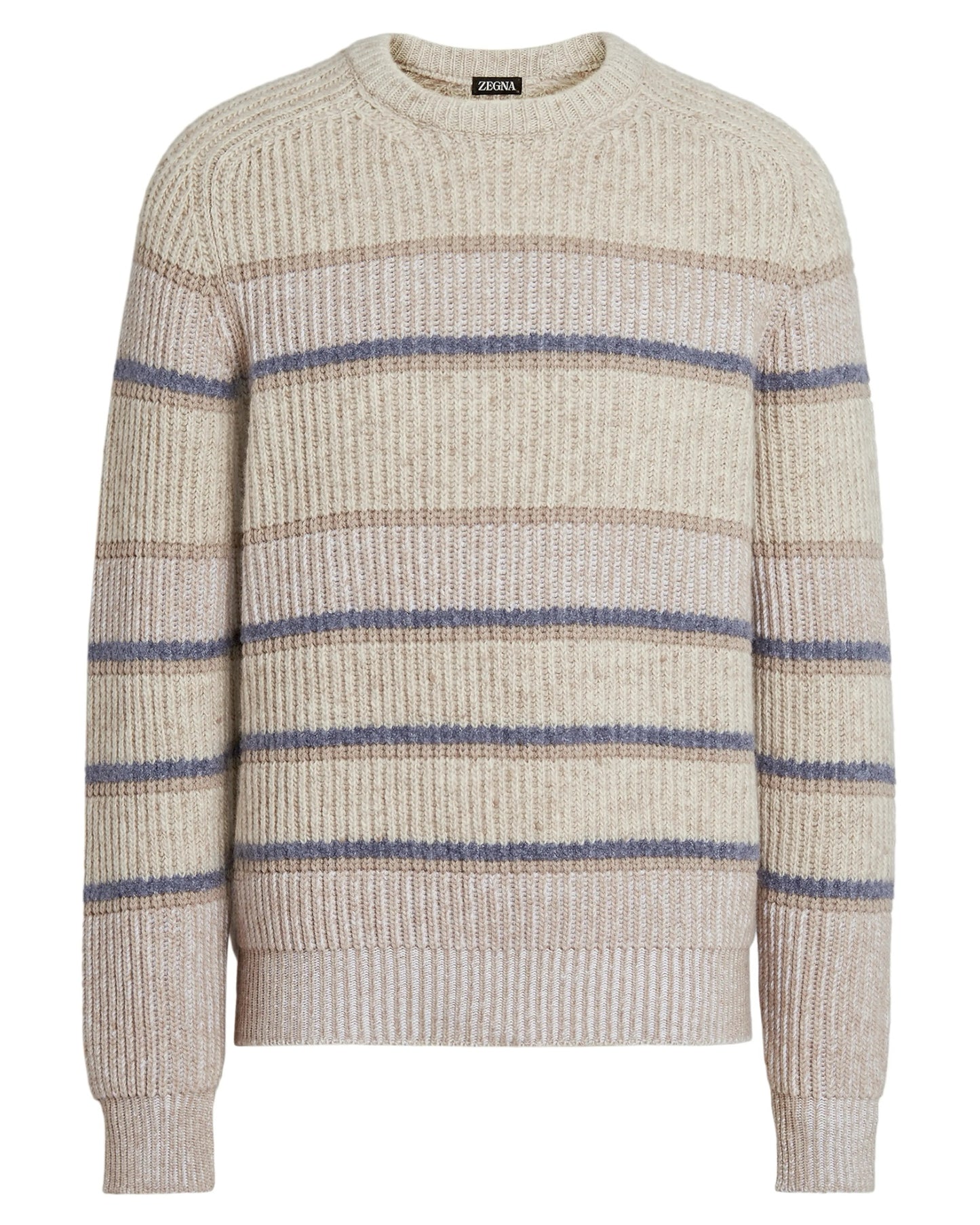 Zegna Striped Cashmere and Silk Crewneck