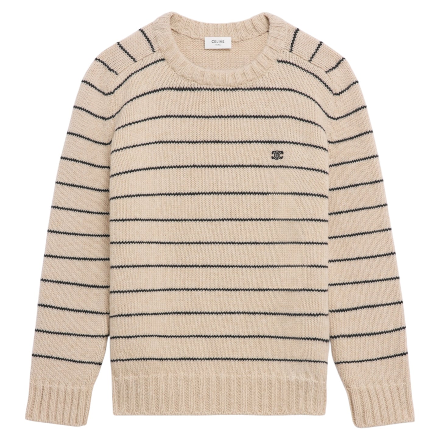 Celine Triomphe Crewneck Sweater in Striped Wool (Men's)