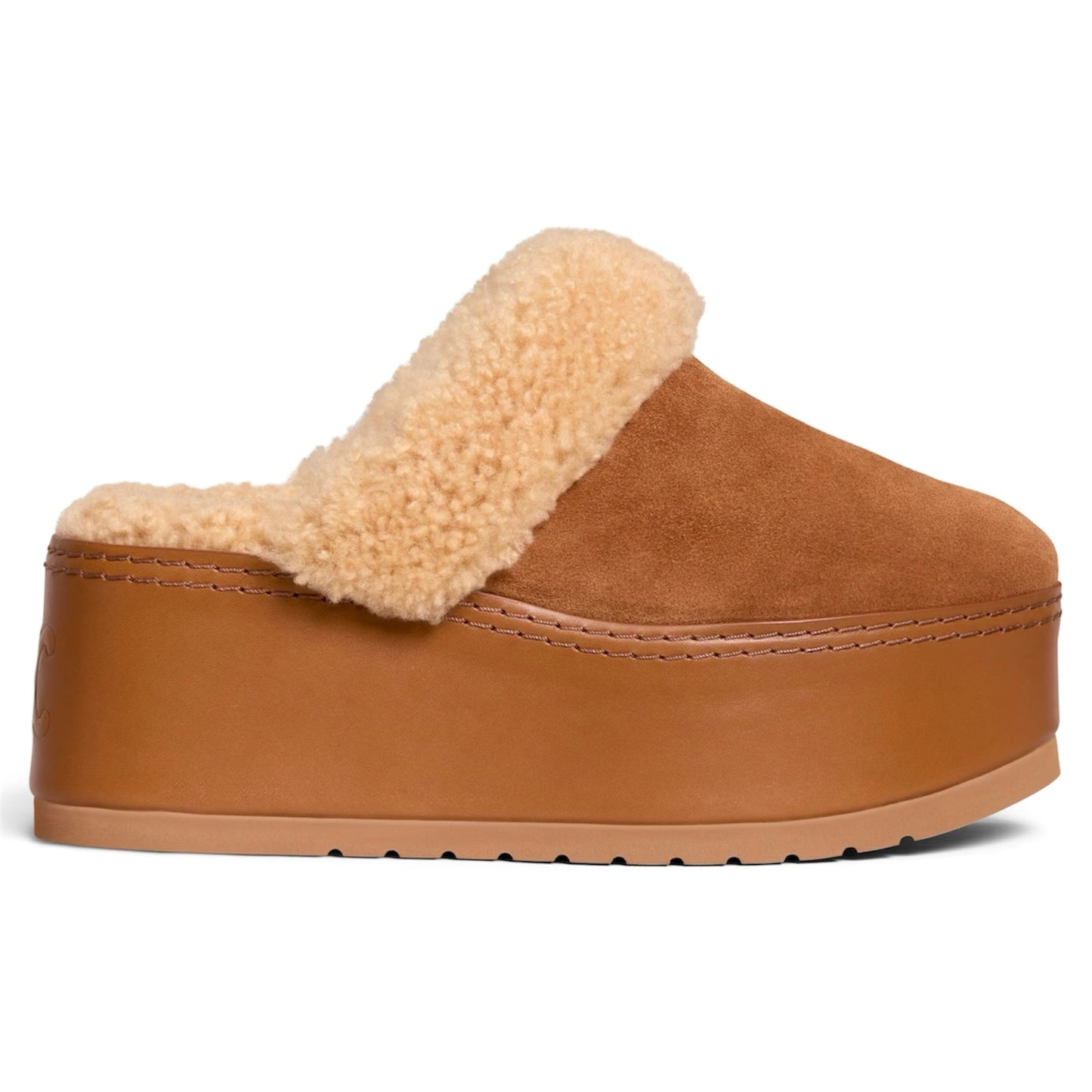 Celine Dana Wedge Mule in Suede Calfskin and Shearling (Women's)