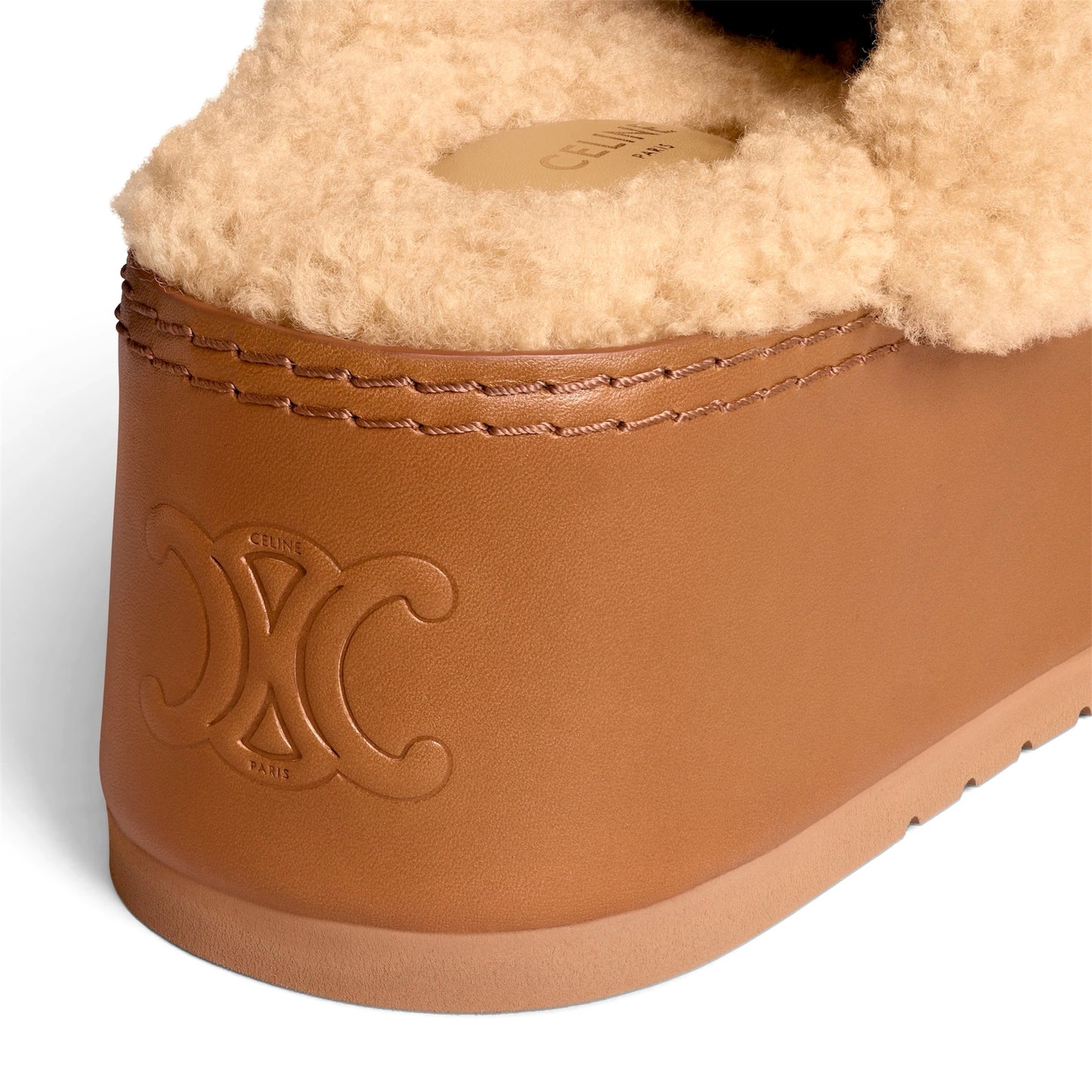 Celine Dana Wedge Mule in Suede Calfskin and Shearling (Women's)